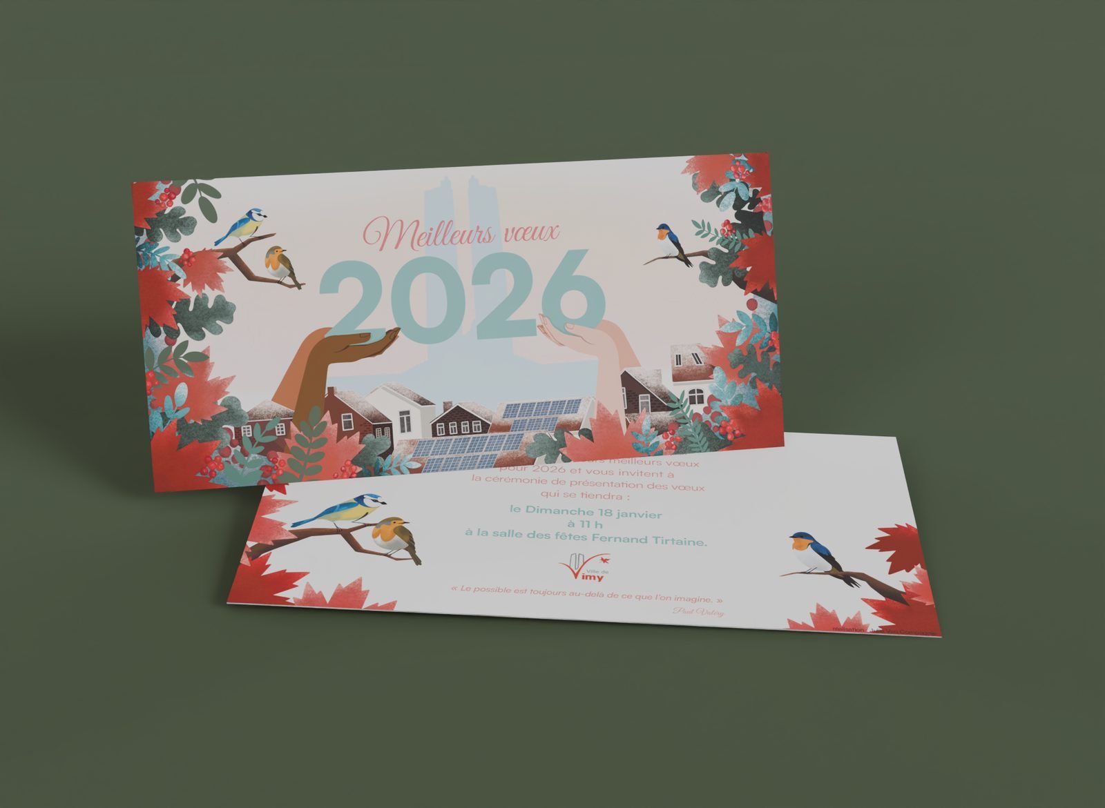 Carte de vœux 2026 pour la Ville de Vimy, mockup imprimé